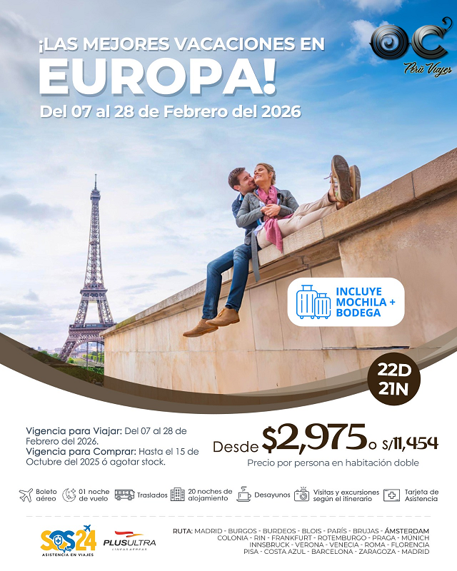 Las mejores vacaciones en Europa del 7 al 28 de febrero 2026