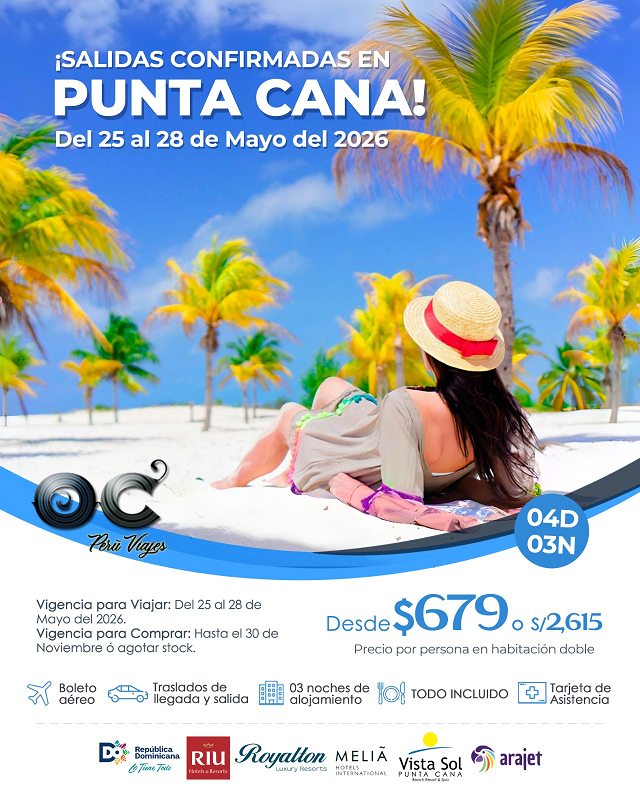 PuntaCana del 25 al 28 mayo 2026