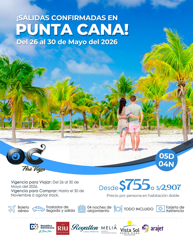 PuntaCana del 26 al 30 mayo 2026